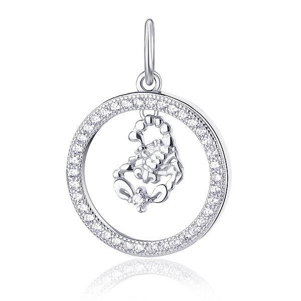 Серебряный кулон "Скорпион" с куб. циркониями