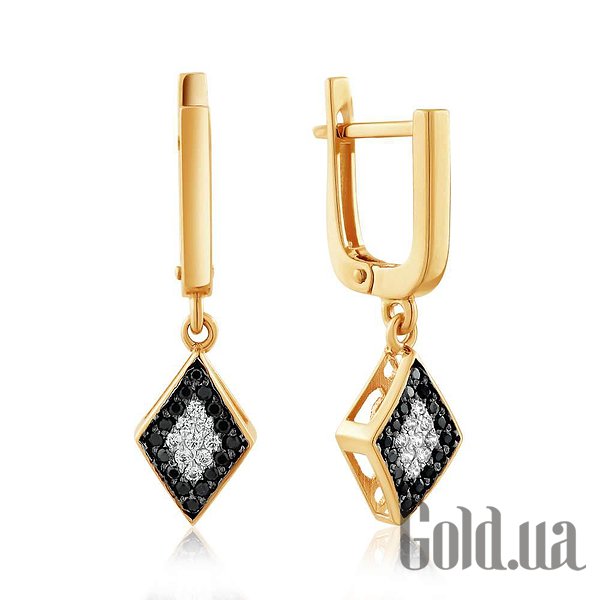 

Серьги с подвесками Украина, Золотые серьги с куб. циркониями