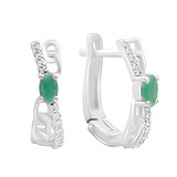 Срібні сережки з куб. цирконіями та смарагдами, 1794984