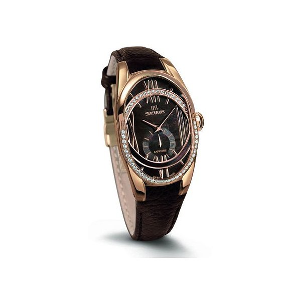 Seculus Женские часы 1668.2.1064 brown, pvd-r cz stones, brown leather