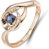 Женское золотое кольцо с бриллиантами и сапфиром, 1603241