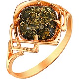 Женское серебряное кольцо с янтарем в позолоте, 1629097