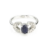 Женское серебряное кольцо с куб. циркониями и сапфиром, 1646249
