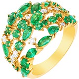Женское золотое кольцо с бриллиантами и изумрудами, 1668521