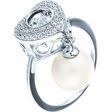 Серебряное кольцо с куб. циркониями и жемчугом, 1669289