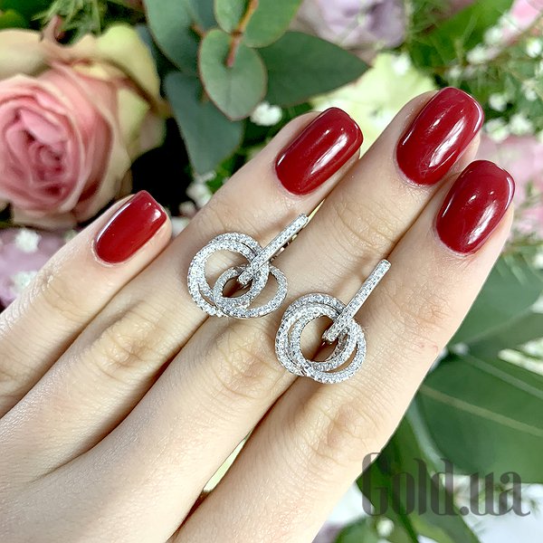 Сережки з підвісками Fresh Jewelry Срібні сережки з куб. цирконіями