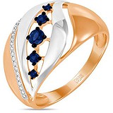 Женское золотое кольцо с бриллиантами и сапфиром, 1701033