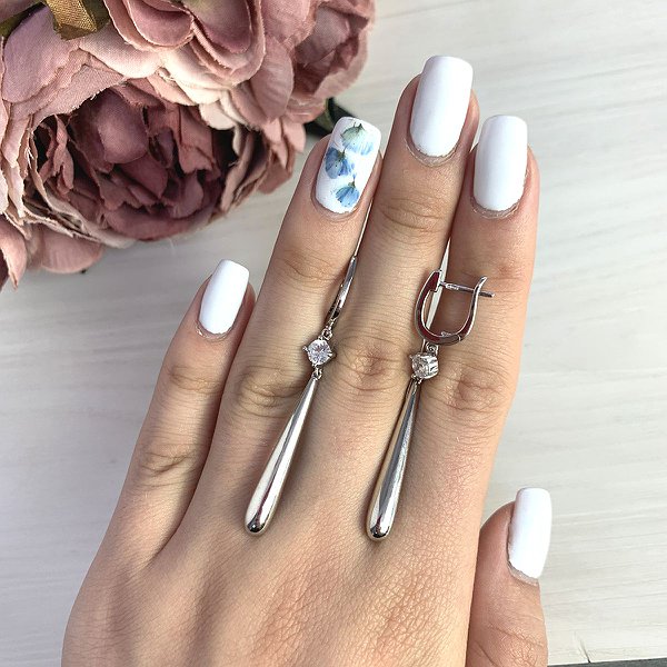 Серебряные серьги с куб. циркониями 2056393 – изображение 3