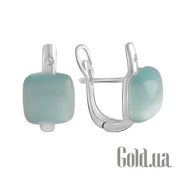 

Серьги Fresh Jewelry, Серебряные серьги с кошачьим глазом и куб. циркониями