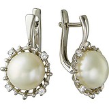 Срібні сережки з культив. перлами і куб. цирконіями, 1533098