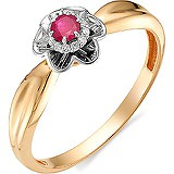 Женское золотое кольцо с бриллиантами и рубином, 1555882