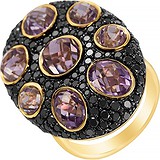 Женское золотое кольцо с аметистами и бриллиантами, 1645226