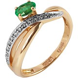 Женское золотое кольцо с изумрудом и бриллиантами, 1672874