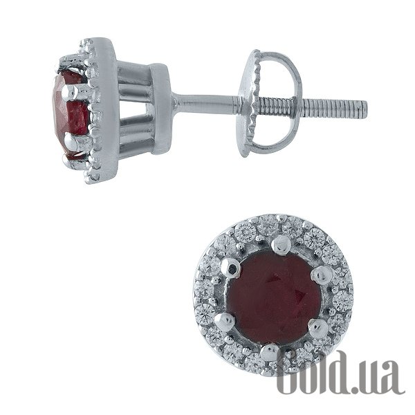 

Серьги-гвоздики Fresh Jewelry, Серебряные серьги с рубинами и куб. циркониями