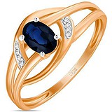 Женское золотое кольцо с бриллиантами и сапфиром, 1700778