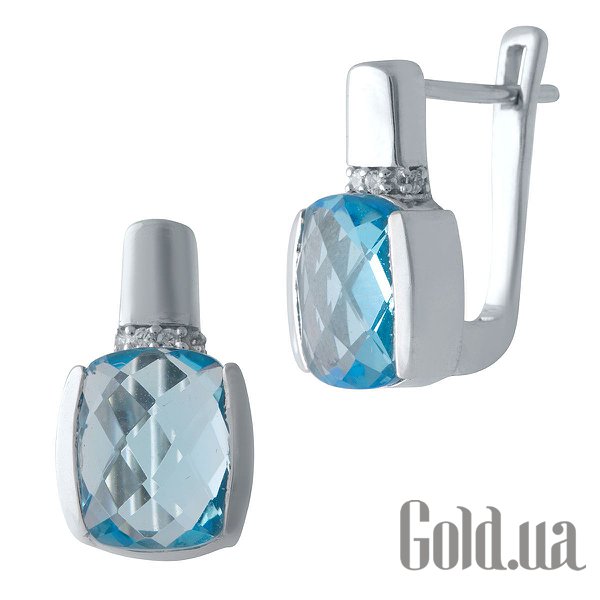 

Серьги Fresh Jewelry, Серебряные серьги с синт. аквамаринами и куб. циркониями
