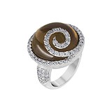 Женское золотое кольцо с бриллиантами и дымчатым кварцем, 000170