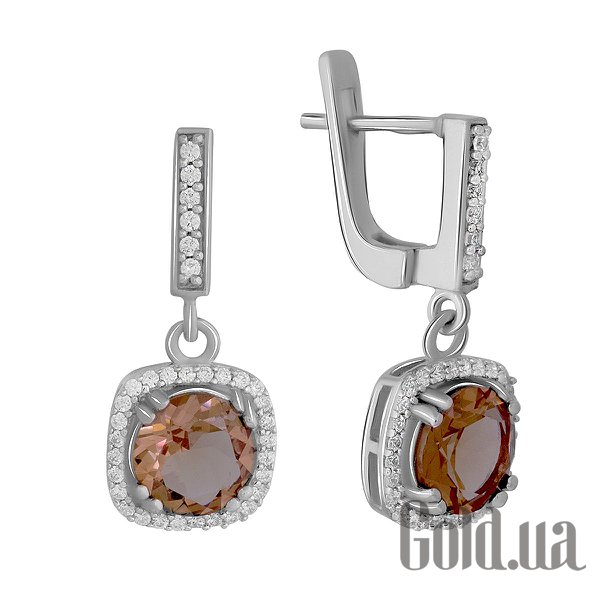 

Серьги с подвесками Fresh Jewelry, Серебряные серьги с куб. циркониями и султанитами
