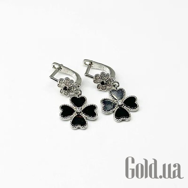 

Серьги с подвесками Silvex925, Серебряные серьги с куб. циркониями и ониксами