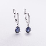 Серебряные серьги с куб. циркониями и синт. сапфирами, 1796522