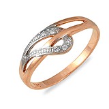 Женское золотое кольцо с куб. циркониями, 022698