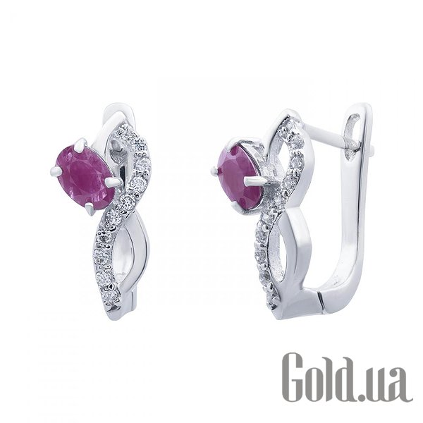 

Серьги Lurie Jewelry, Серебряные серьги с рубинами и куб. циркониями
