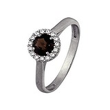 Женское серебряное кольцо с куб. циркониями и раух-топазом, 1524651