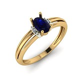 Женское золотое кольцо с бриллиантами и сапфиром, 1529003