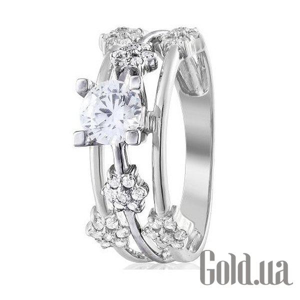 

Кольцо Украина, Женское золотое кольцо с циркониями Swarovski Zirconia, 18