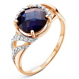 Женское золотое кольцо с бриллиантами и сапфиром, 1554347