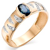 Женское золотое кольцо с бриллиантами и сапфиром, 1603499