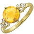 Женское золотое кольцо с цитрином и куб. циркониями - фото 1