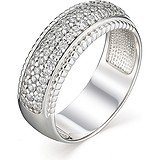 Серебряное обручальное кольцо с куб. циркониями, 1649579