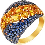 Женское золотое кольцо с цитринами и сапфирами, 1668523