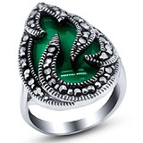 Silver Wings Женское серебряное кольцо с агатом и марказитами, 1669291