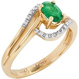 Женское золотое кольцо с изумрудом и бриллиантами, 1672875