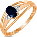 Женское золотое кольцо с бриллиантами и сапфиром, 1700779