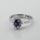 Женское золотое кольцо с бриллиантами и сапфиром, 1795755