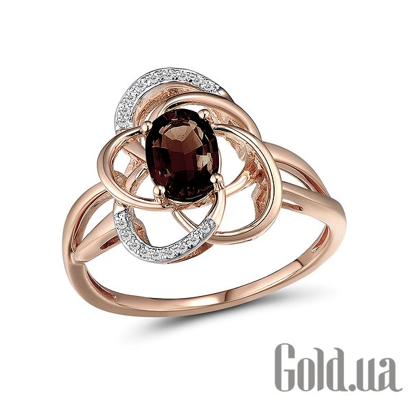 

Кольцо Lurie Jewelry, Женское золотое кольцо с бриллиантами и дымчатым кварцем, 17.5