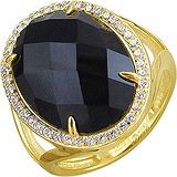 Женское золотое кольцо с куб. циркониями и агатом, 1618604