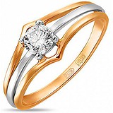 Золотое кольцо с кристаллом Swarovski, 1624492