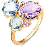 Женское золотое кольцо с топазами и аметистами, 1635500