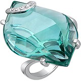 Женское серебряное кольцо с куб. циркониями и турмалином, 1638572