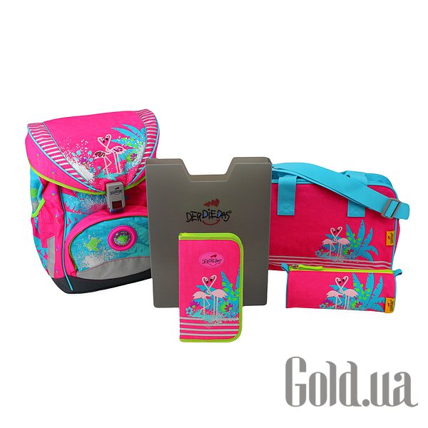 

Рюкзак DerDieDas, Розовый, Школьный ранец с наполнением Flamingo 8405046
