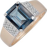 Женское золотое кольцо с топазом и куб. циркониями, 1654956