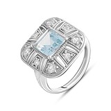 Женское серебряное кольцо с куб. циркониями и топазом, 1771948