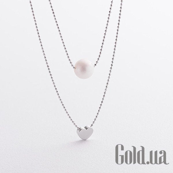 

Колье с сердечком Украина, Золотое колье с культив. жемчугом, 40