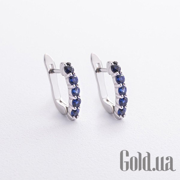 

Серьги Украина, Серебряные серьги с синт. сапфирами