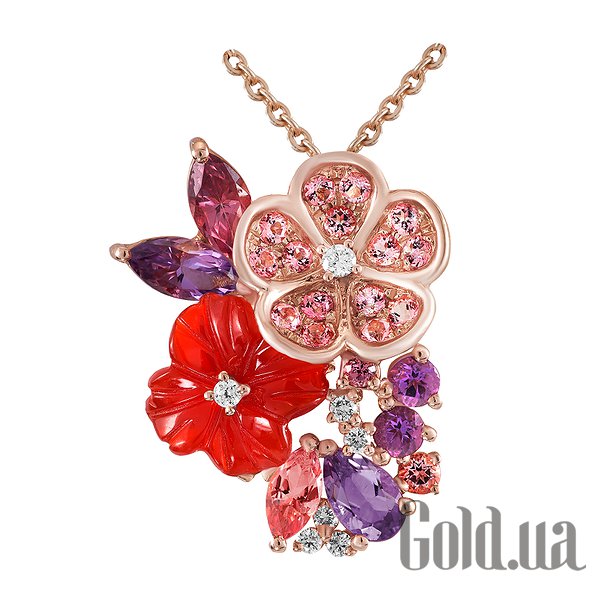 

Женский кулон Lurie Jewelry, Золотой кулон с бриллиантами, аметистами, родолитами, топазами и агатом, 45