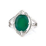 Женское серебряное кольцо с агатом и куб. циркониями, 1354157